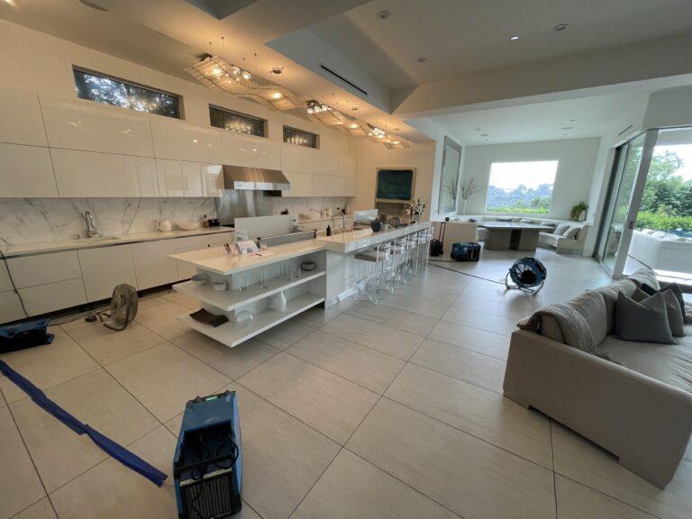 Fans for water damage cleanup in Los Angeles, CA kitchen