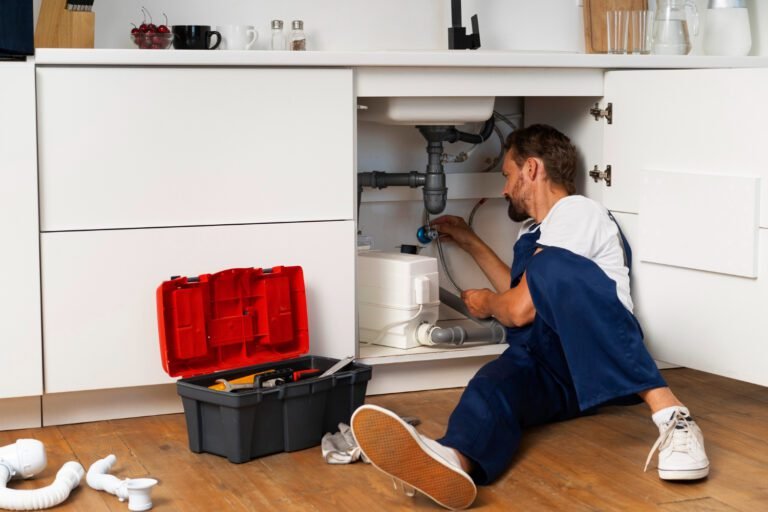 Professional plumber performing plumbing repair